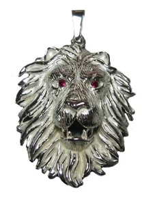 Pendente testa di Leone con brillanti in argento 925% - Foto 1 di 1