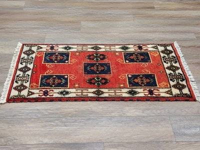 Alfombra bohemia Oushak, alfombra turca Oushak, alfombra contemporánea hecha a mano, 2x4 pies Foto 1 de 4