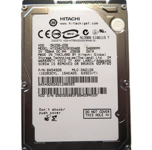 Hitachi HTS542525K9SA00 0A54926 DA2128 (080) Thailand 250gb 2.5" Sata HDD MAY/08 - Picture 1 of 2