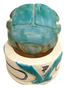 RARE ANCIENT EGYPTIAN ANTIQUITIES Stone Scarab Pharaonic Symbol Jewelry Box - Picture 1 of 4