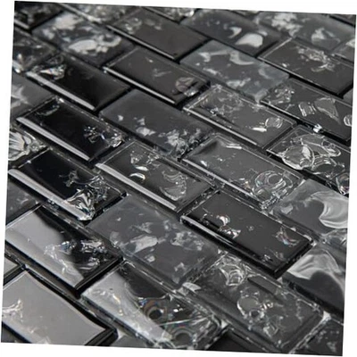  Mosaico de vidrio azulejo salpicadero de vidrio para cocina baño ducha malla negro Foto 1 de 4