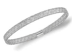 10K White Gold Stretch Bangle Bracelet - Picture 1 of 4