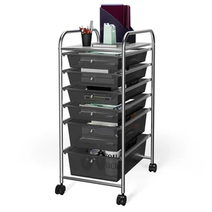 Costway Scrapbook Paper Office Organizer 6 Drawer Rolling Storage Cart Black - Picture 1 of 7