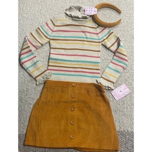 NWT Tommy Bahama Girls Small (5/6) Sweater Corduroy Skirt & Headband Multicolor - Picture 1 of 8