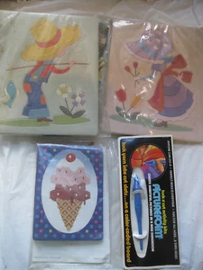 Lot 3~Vintage~PicturePoint Craft Kit~NEW w/tool & yarn~Boy Girl Ice Cream~LBDAL - Picture 1 of 10