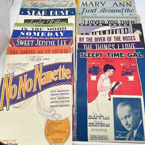 VTG 1910s-1950s Colorful Sheet Music Lot Piano In The Mood Estrellita 12 PC - Picture 1 of 1