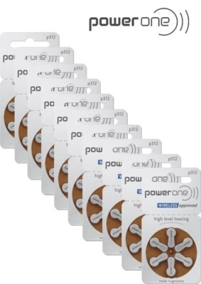 60 x Hörgerätebatterien VARTA Powerone Typ P312 PR41 312 Hearing Aid 10 Blister - Bild 1 von 4