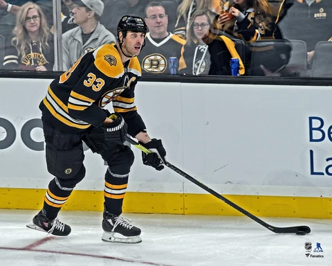 Zdeno Chara Boston Bruins Unsigned Horizontal Black Jersey Skating Photo Cover