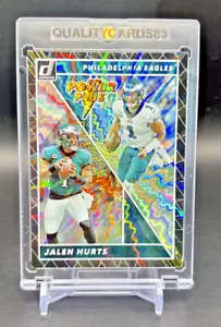 JALEN HURTS RAINBOW REFRACTOR INSERT CARD WITH CASE NFL EAGLES - Picture 1 of 7