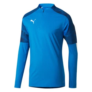 PUMA Cup Mock Neck Long Sleeve Training Soccer Jersey Youth Boys Blue 656017-22 - Picture 1 of 2