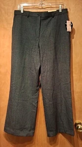 New NWT Dressbarn 14P Charcoal Gray Dress Pants High Waist Wide Leg Hemmed 32x27 - Picture 1 of 7