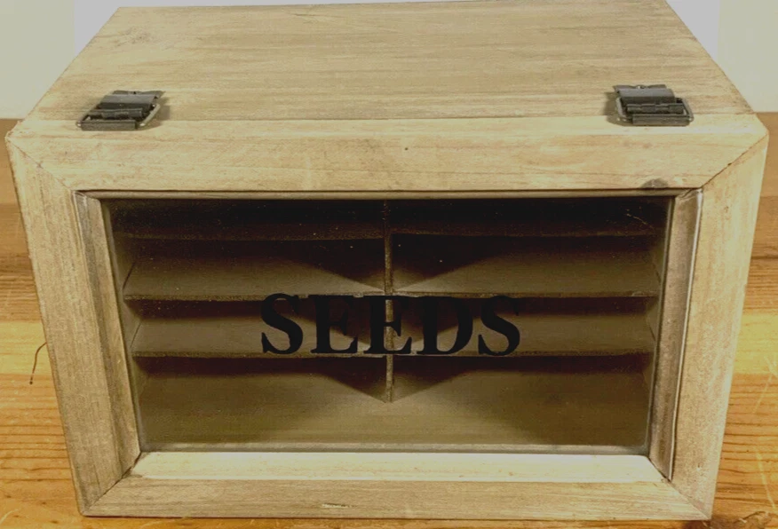 Never Used Wooden Seed Storage Box Organizer - Green Thumb Christmas Gift - Image 1 of 4