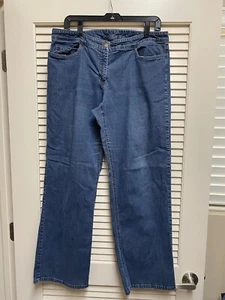 Eileen Fisher Jeans Large 34x31 Blue Faded Wide Leg Mom Pants Trouser USA - Picture 1 of 14