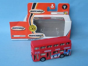 Matchbox MB-17 Titan Bus Union Jack Tours Londres Tourist juguete de dos pisos 75 mm - Imagen 1 de 2