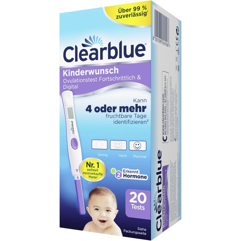1X Clearblue Ovulationstest Kinderwunsch, Fortschrittlich & Digital 20er Pack - Imagen 1 de 3
