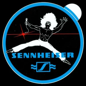 Adesivo pubblicitario - Sennheiser - 10x10 cm - vintage anni 80 - musica - Foto 1 di 1