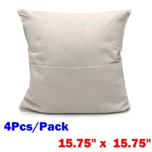 4Pcs Linen Sublimation Blank Pocket Pillow Case Room Waist Throw Cushion Cover - Picture 1 of 9
