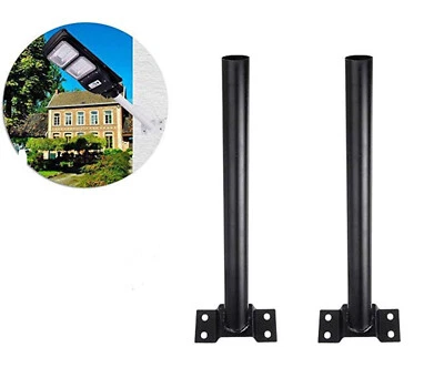 2PZ Staffa per lampione stradale Palo NERO 48cm Supporto faro Solare