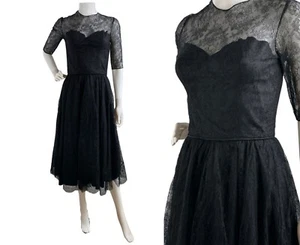 Vintage 50er Jahre schwarzes Kleid Spitze Reifrock Fit & Flare besondere Anlässe Gr. XS - Bild 1 von 9