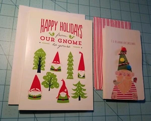 Elum & C.R. Gibson: 6 Gnome Themed Christmas Cards In 2 Different Designs - NEW - Picture 1 of 12