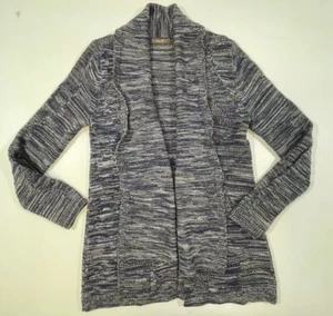 Heather B Women’s 60% Cotton Blend Blue Gray Long Sleeve Open Front Cardigan L - Picture 1 of 6