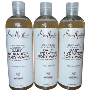 3x Shea Moisture Daily Hydration Body Wash 13oz Virgin Coconut Oil - Picture 1 of 2