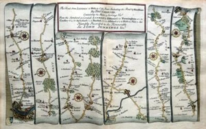 LONDON TO HYTHE KENT ROAD MAP BY JOHN OGILBY REDUCED BY THOMAS GARDNER  c1719 - Picture 1 of 5