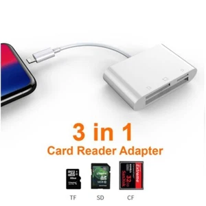 Adattatore lettore schede fotocamera digitale 3 in 1 SD/TF/CF 8 pin per Apple iPhone iPad - Foto 1 di 7