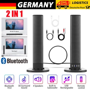 Bluetooth Soundbar TV-PC Sound System 3D Surround Subwoofer Lautsprecher USB Neu - Bild 1 von 23