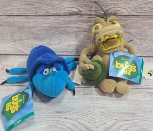 Vintage Disney Pixar A Bug's Life Plush P.T. Flea Dim Stuffed Toys 7" Old Stock - Picture 1 of 9