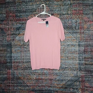 Brooks Brothers womens solid pink 100% Merino cable crew sweater shirt XL NWT - Picture 1 of 7