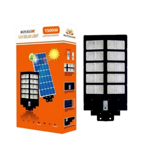 FARO LED LAMPIONE STRADALE 1500W SOLARE SENSORE CREPUSCOLARE TELECOMANDO + PALO - Foto 1 di 9