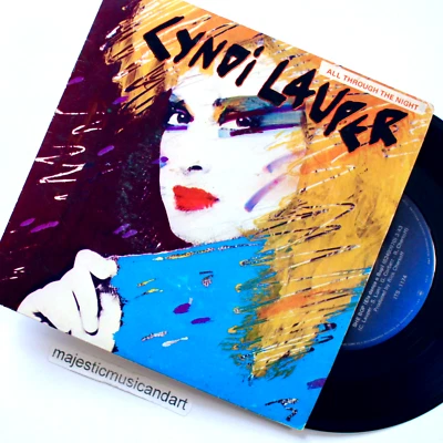 VERY RARE 1983 ORIGINAL CYNDI LAUPER SHE BOP ALL THROUGH THE NIGHT 7" VINYL 45 - Image 1 of 4