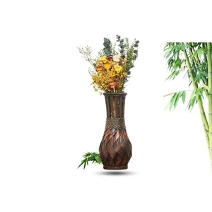 DeHoor 14" Bamboo Plant Vase - Handcrafted Boho Brown Decorative Floor Vase L... - Picture 1 of 7