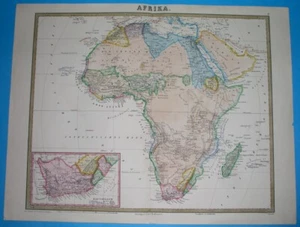 1875 rare ORIGINAL MAP SOUTH AFRICA KENYA TANZANIA NIGERIA MOROCCO EGYPT GABON - Picture 1 of 9