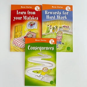 Moral Stories Level 3 Early Readers, 3 books-Consequences, Hard Work, Mistakes - Foto 1 di 9