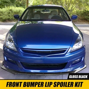 GLOSS BLACK FOR HONDA ACCORD SEDAN COUPE 2006-2008 FRONT BUMPER LIP SPLITTER - Picture 1 of 12