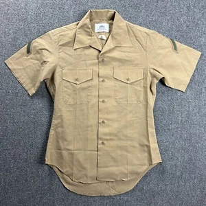 DSCP Shirt Mens 15.5 Beige Button Up Uniform Short Sleeve Double Pockets - Picture 1 of 8