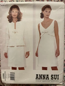 #2388 CHAQUETA DE VESTIR DE DISEÑADOR AMERICANO VOGUE ANNA SUI PATRÓN SIN CORTAR TALLA 18-20 - Imagen 1 de 1