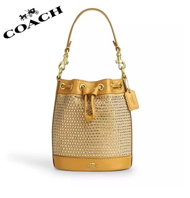 🔥Новый с Ярлыками тренер мини ведро сумка кристалл ткани и гладкой кожи в серебро/серебро - Изображение 1 из 4