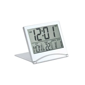 Digital Travel Alarm Clock Foldable Temperature LCD Clock Compact Desk Timer New - Picture 1 of 12
