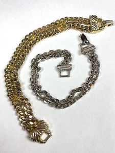 Two GOLDETTE Vintage Chain Bracelets Silver and Gold Tone - Picture 1 of 9