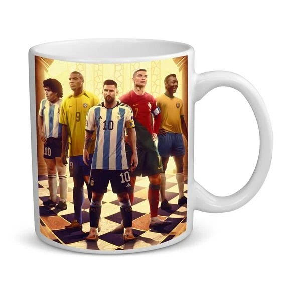 A1 POSTER ART Football Legends Messi Ronaldo Maradona Pele Soccer Coffee Tea Cup Mug
