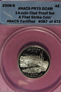 2008 S- ANACS PR70 DCAM ARIZONA WASHINGTON QUARTER #B48166 - Picture 1 of 2