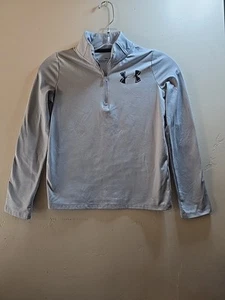 Under Armour Kids Loose Gray Long Sleeve Coldgear 1/4 Zip Pullover Knit YSM - Picture 1 of 6