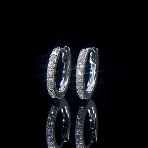 2 Ct Round Lab-Created Diamond Women Huggie Hoop Earrings 14k White Gold Over - Picture 1 of 2