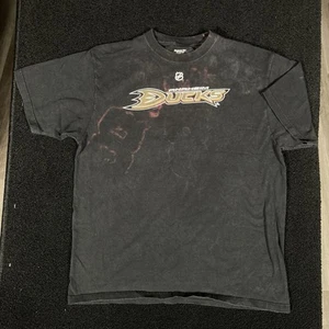 Anaheim Ducks reebok NHL large mens shirt selanne Black bleach vintage look L - Picture 1 of 24