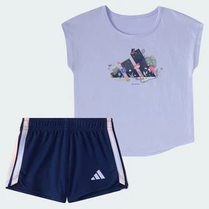 adidas kids Two-Piece Short Sleeve Graphic Tee and Mesh Shorts Set - Picture 1 of 7
