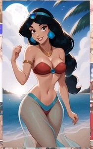 Tarjeta ACEO Fan Art 2.5x3.5 Brillante Waifu Belleza Edición Limitada Jazmín Princesa Bikini - Imagen 1 de 1