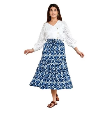 Maxi Falda Para Mujer Estampado Bohemio Cintura Elástica Cierre Cordón Talla XL Foto 1 de 4